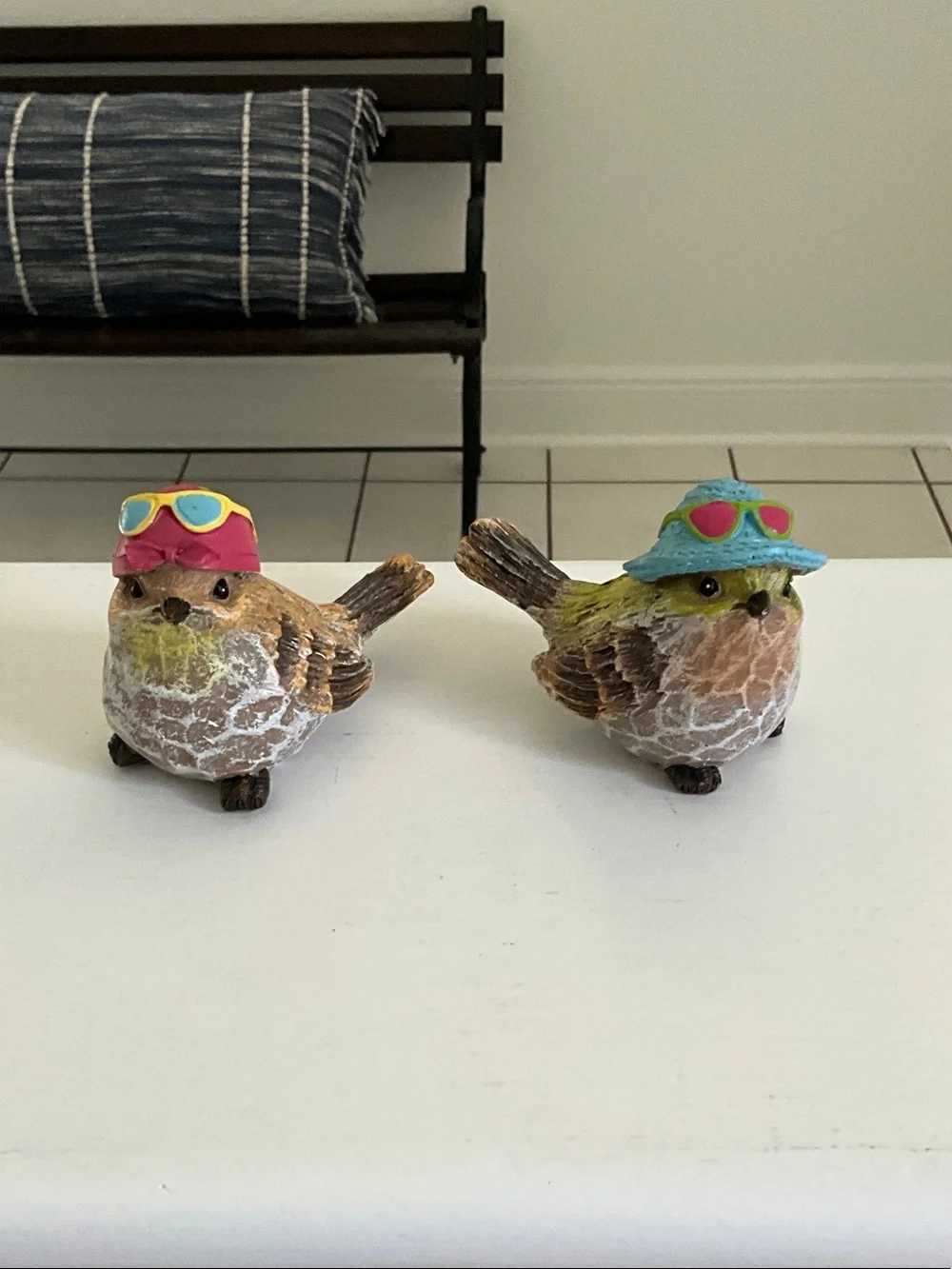Decorative Bird Figurines with Colorful Hats - Set of 2 NWT